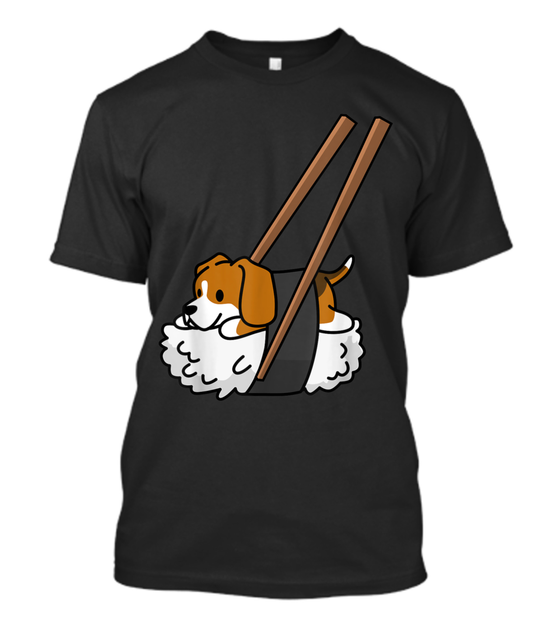 Beagle Nigiri Sushi With Cute Dog And Chopsticks T-Shirt