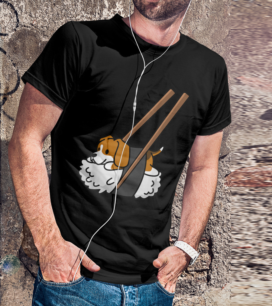 Beagle Nigiri Sushi With Cute Dog And Chopsticks T-Shirt