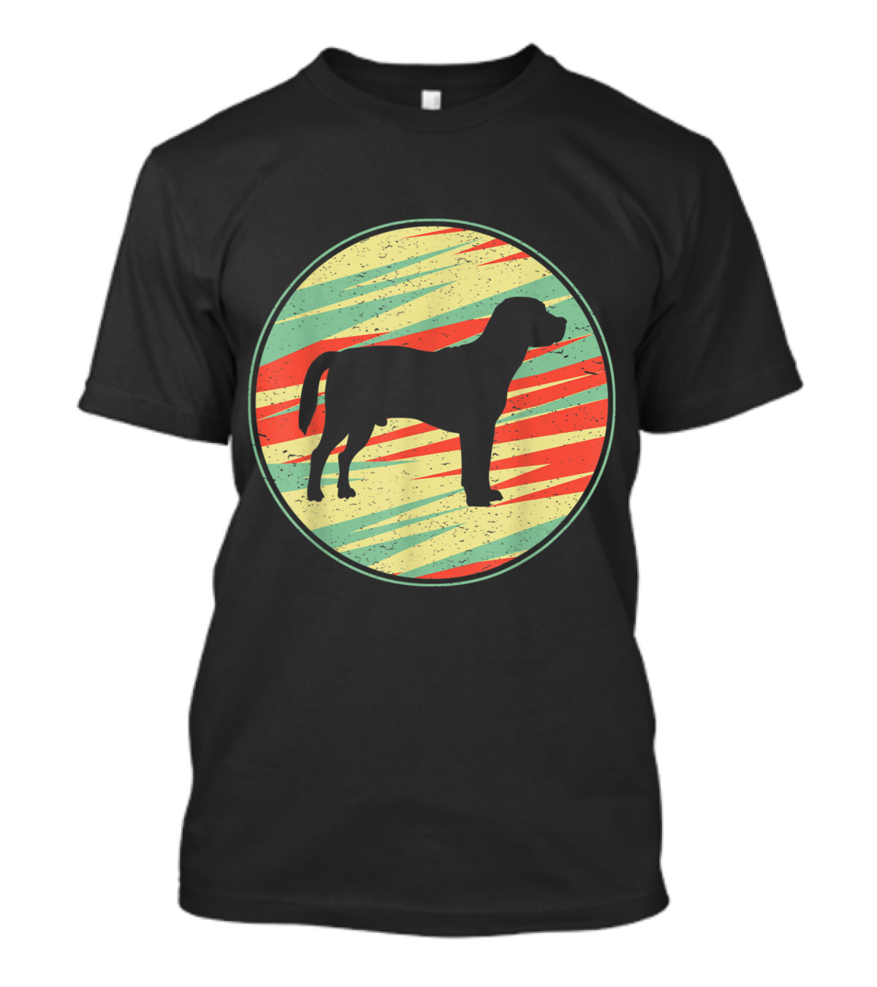 Retro Beagle Silhouette Vintage Striped Circle T-Shirt