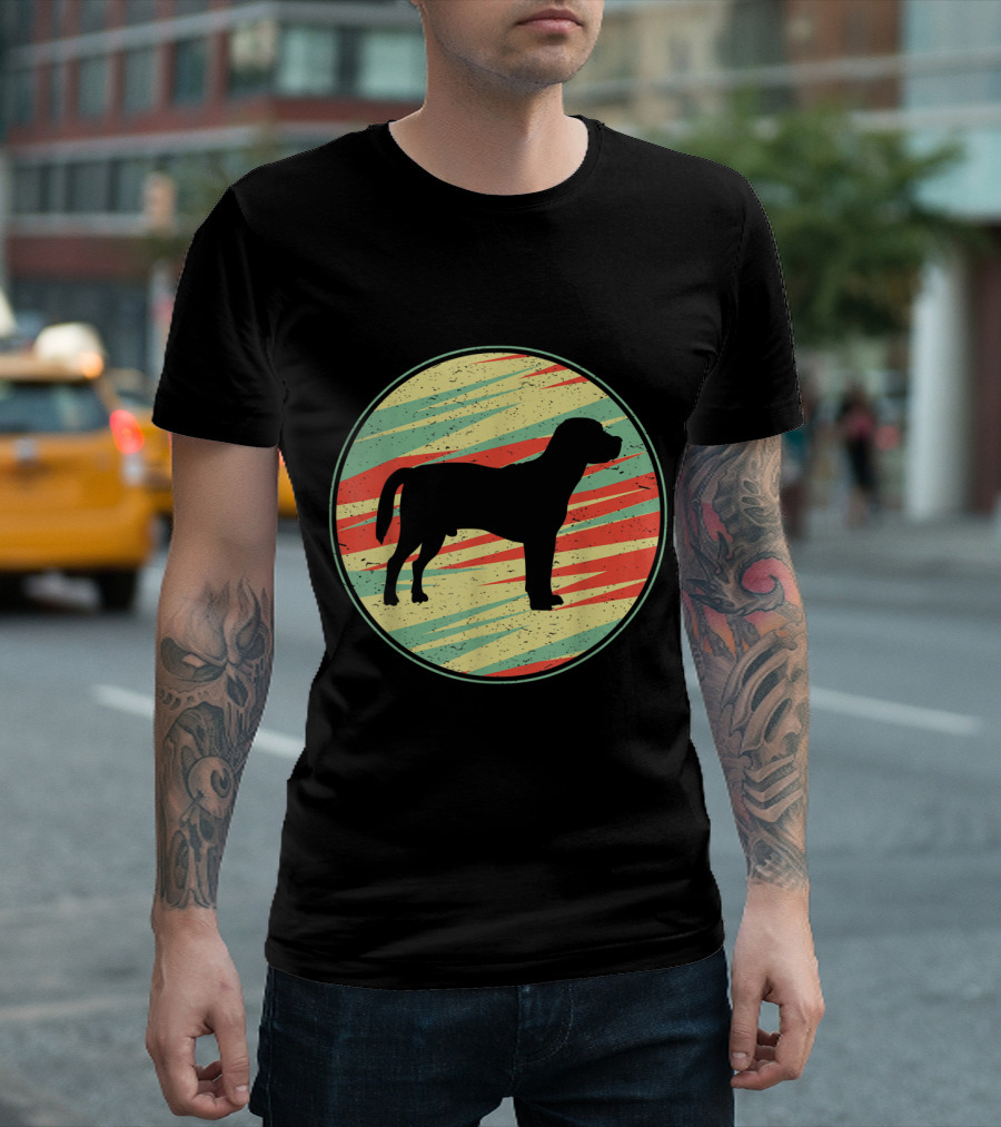 Retro Beagle Silhouette Vintage Striped Circle T-Shirt