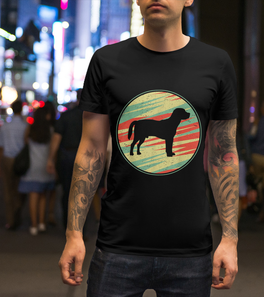 Retro Beagle Silhouette Vintage Striped Circle T-Shirt