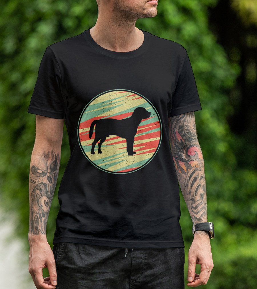 Retro Beagle Silhouette Vintage Striped Circle T-Shirt