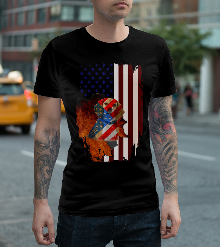 Beagle USA Flag American Patriotic 4th of July Veter Inspired T-Shirt