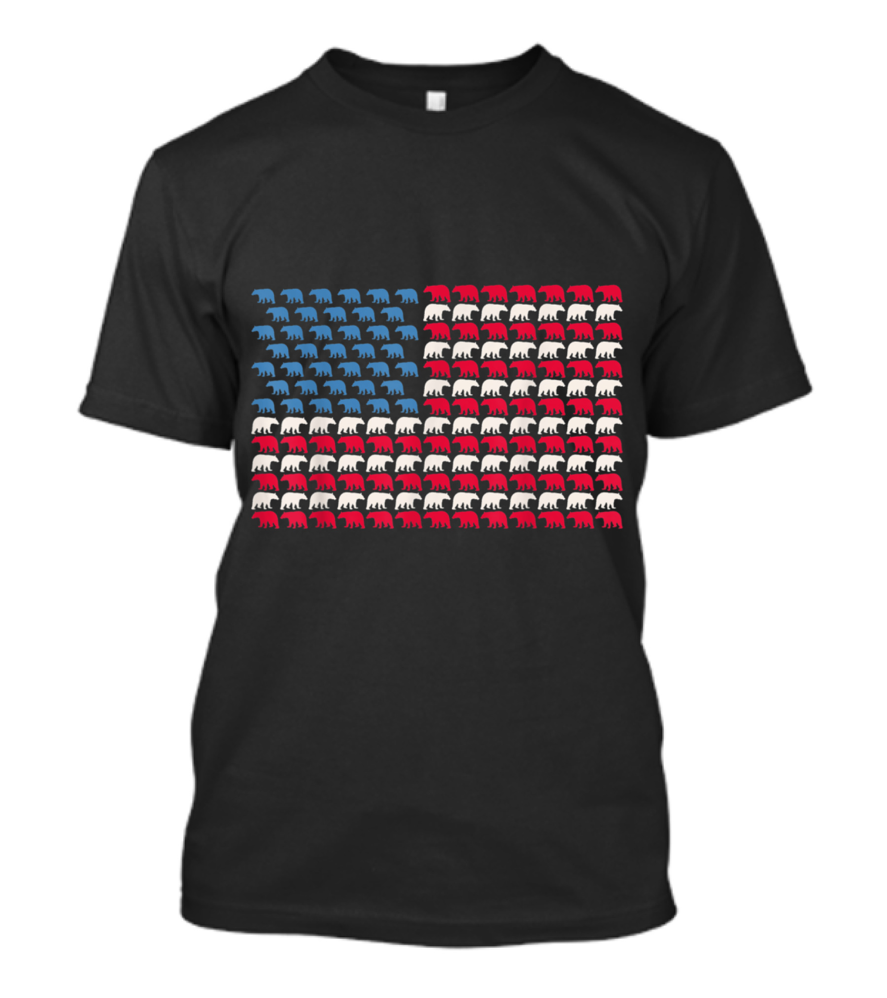Patriotic Bear-Themed American Flag Design Featuring Mammal T-Shirt