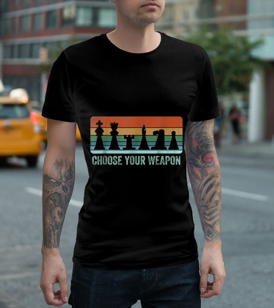 Choose Your Weapon Chess Pieces Retro T-Shirt