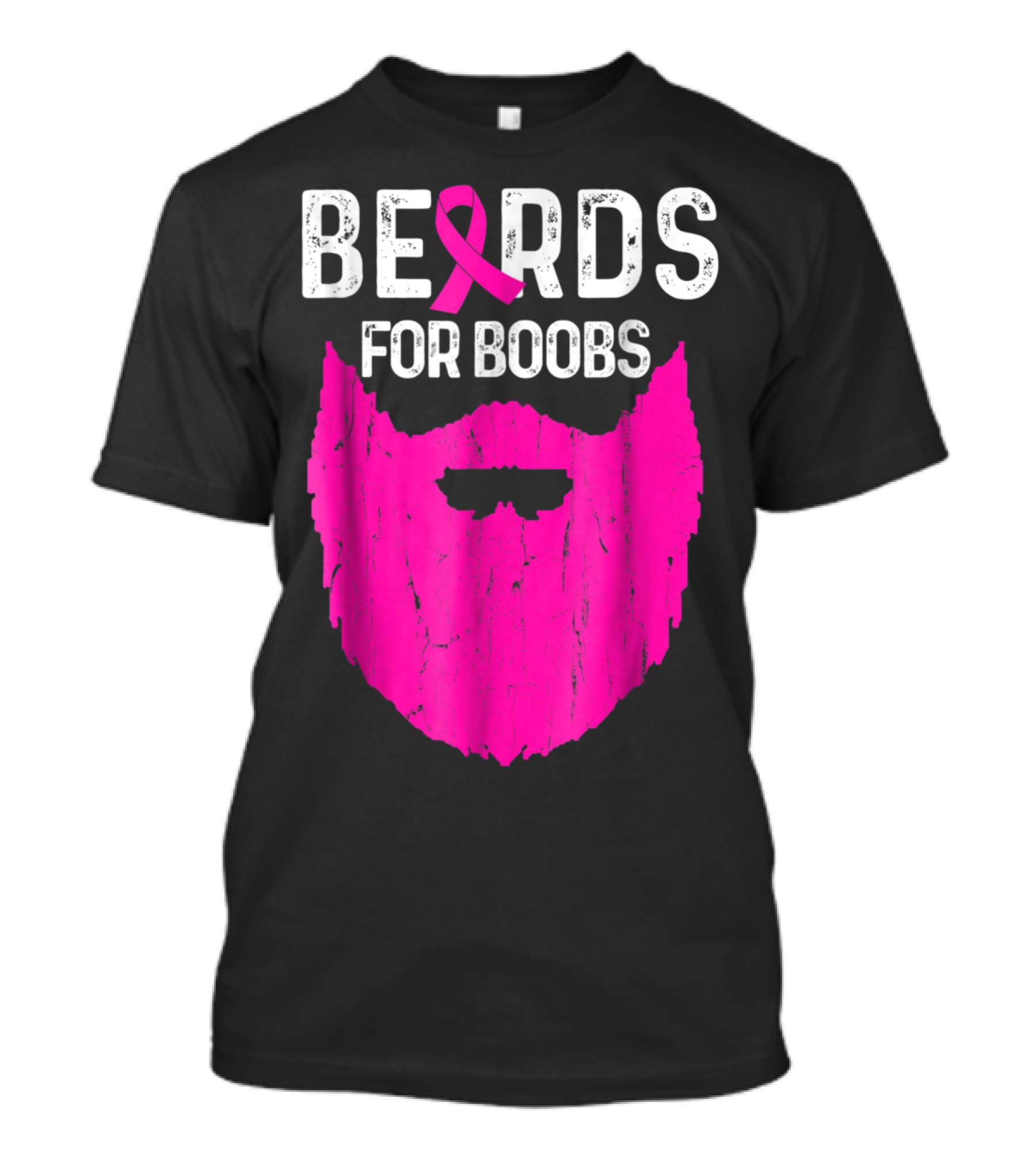 Bearded Guys Helping Raise Awareness For Breast Cancer Beards For Boobs With Pink T-Shirt