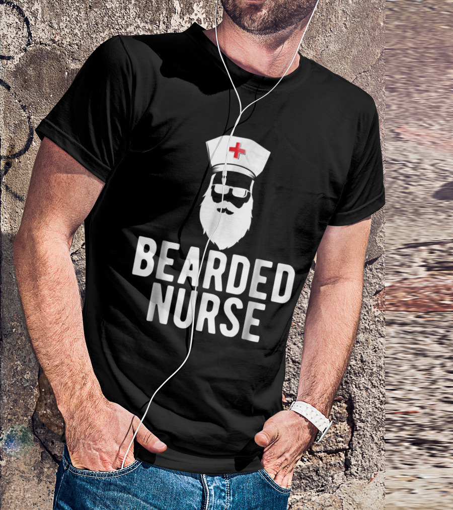 Bearded Nurse With Sunglasses And Iconic Nurse Cap T-Shirt