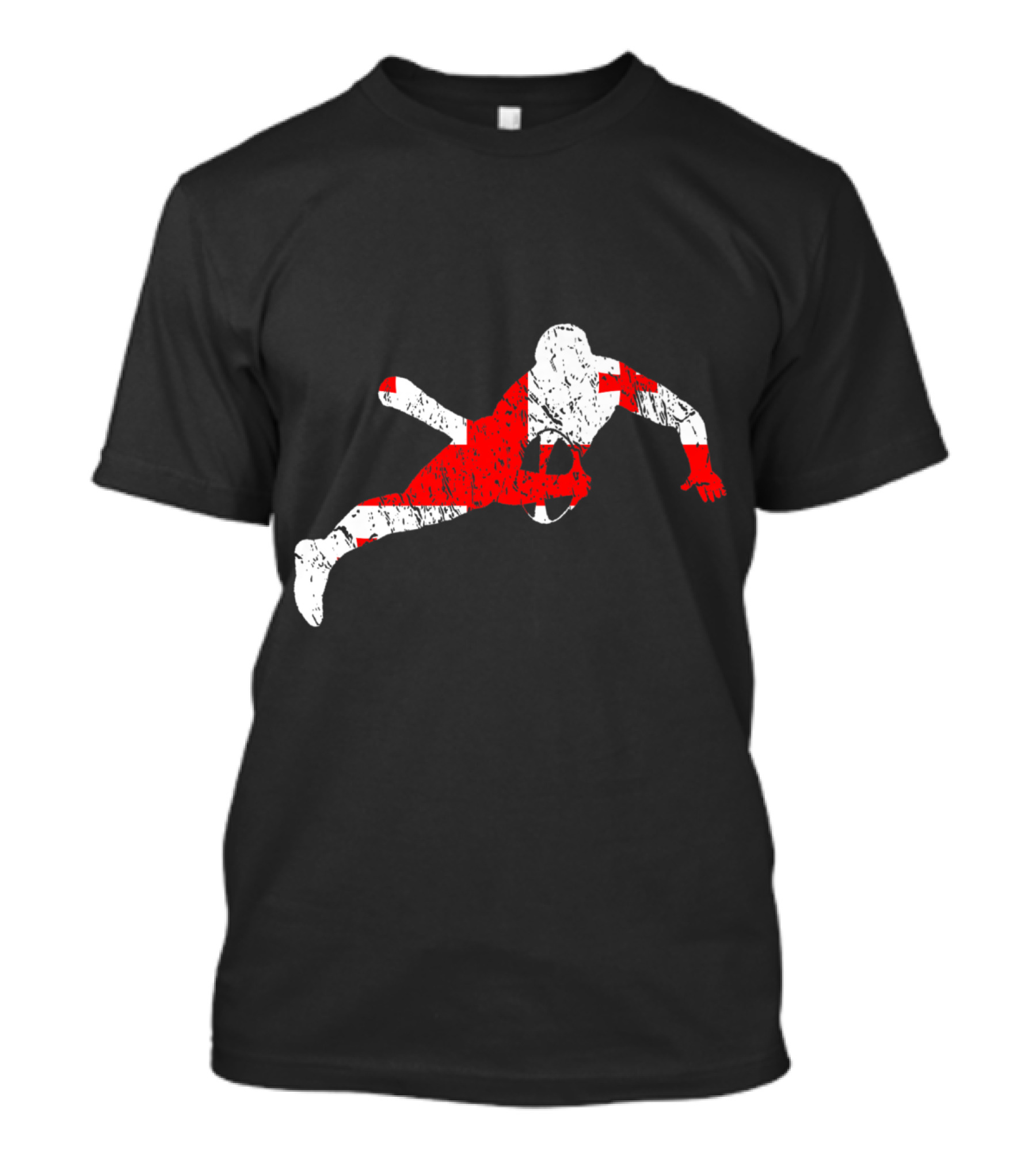 Georgian Rugby National Team Fan Cup Rugby Player Silhouette With Red And White Flag Elements T-Shirt