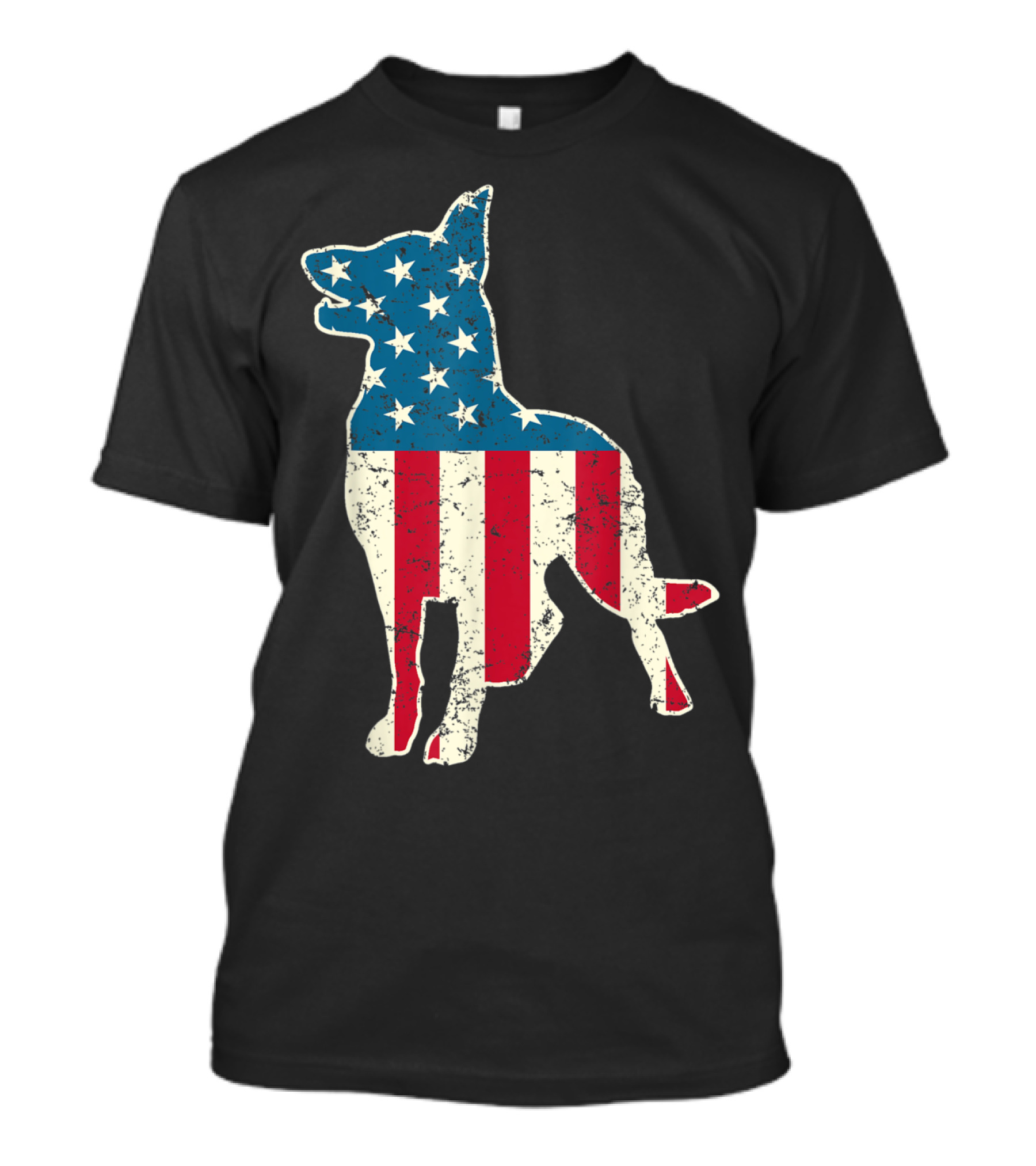 Patriotic German Shepherd With American Flag Stars And Stripes For 4th Of July T-Shirt