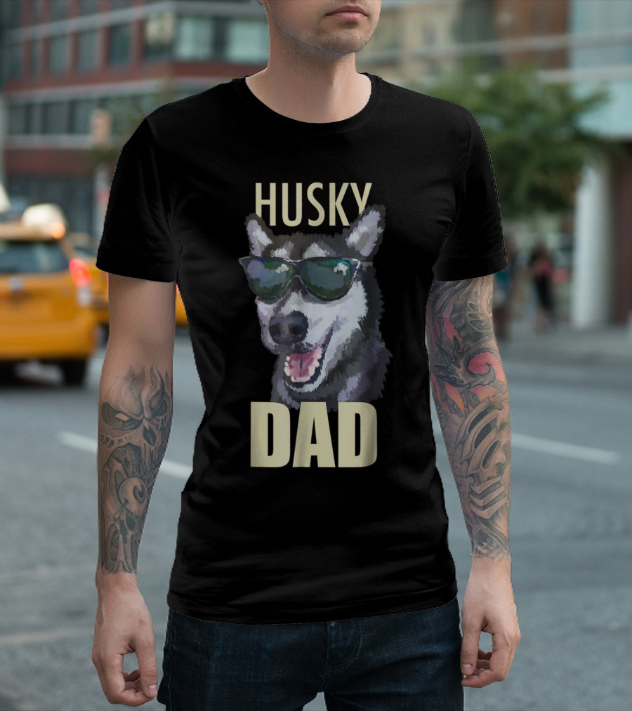 Husky Dad Cool Sunglasses Dog T-Shirt