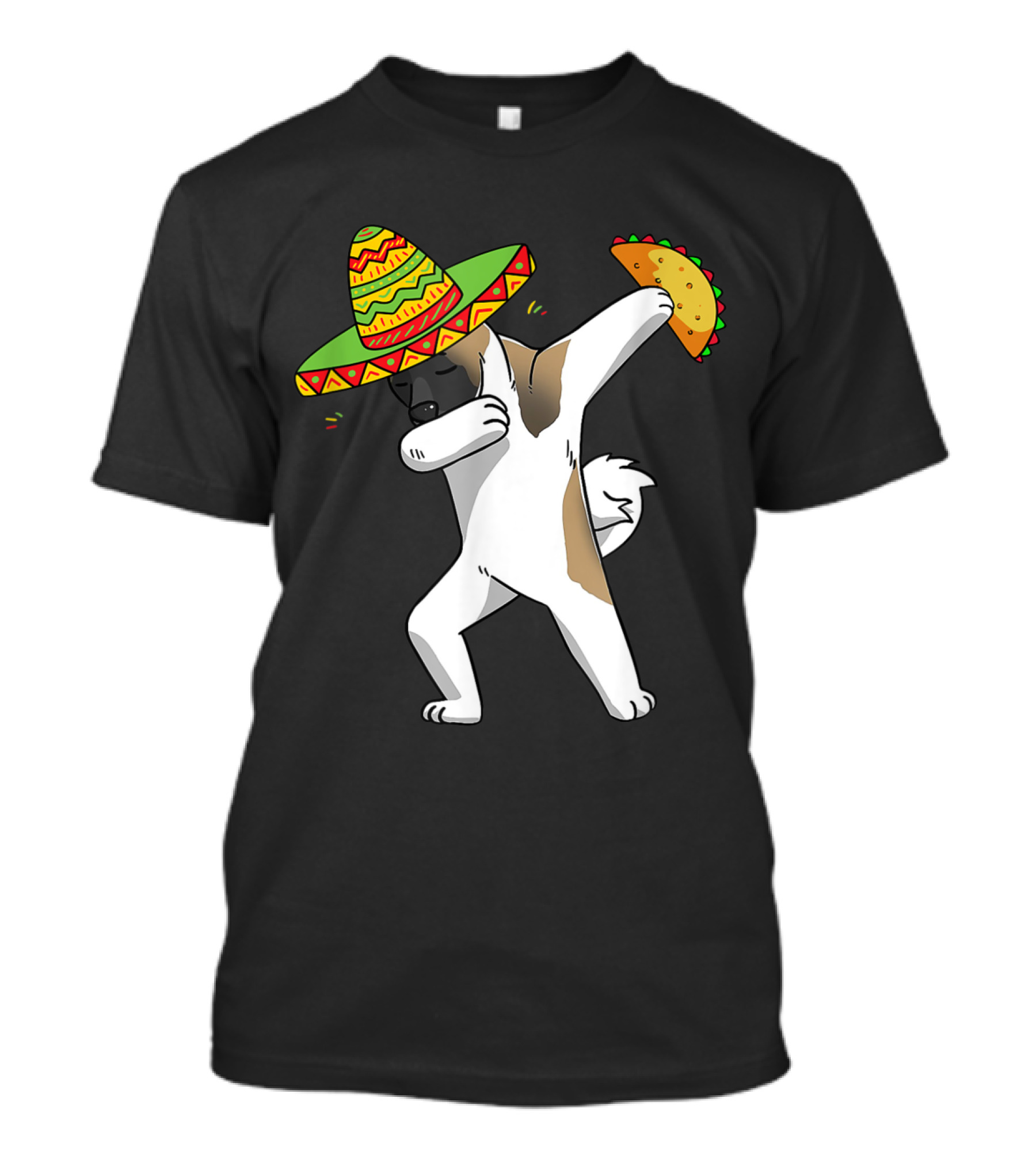 Funny Akita Dog Dabbing With Taco And Sombrero Fiesta T-Shirt