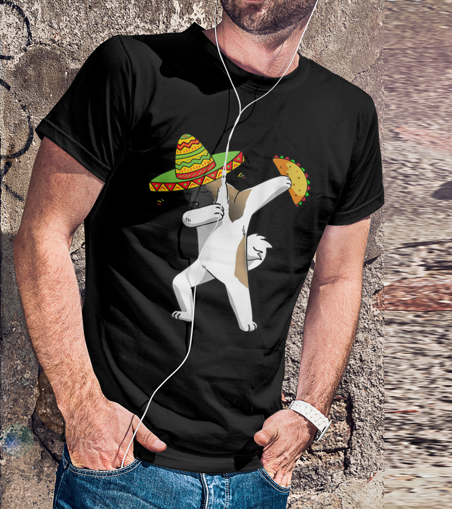 Funny Akita Dog Dabbing With Taco And Sombrero Fiesta T-Shirt