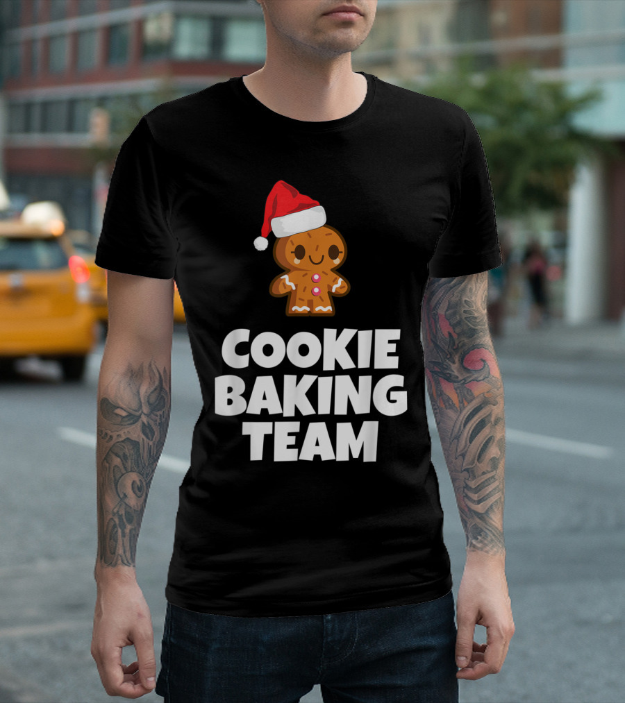 Cookie Baking Team Gingerbread And Santa Hat Holiday Charm T-Shirt