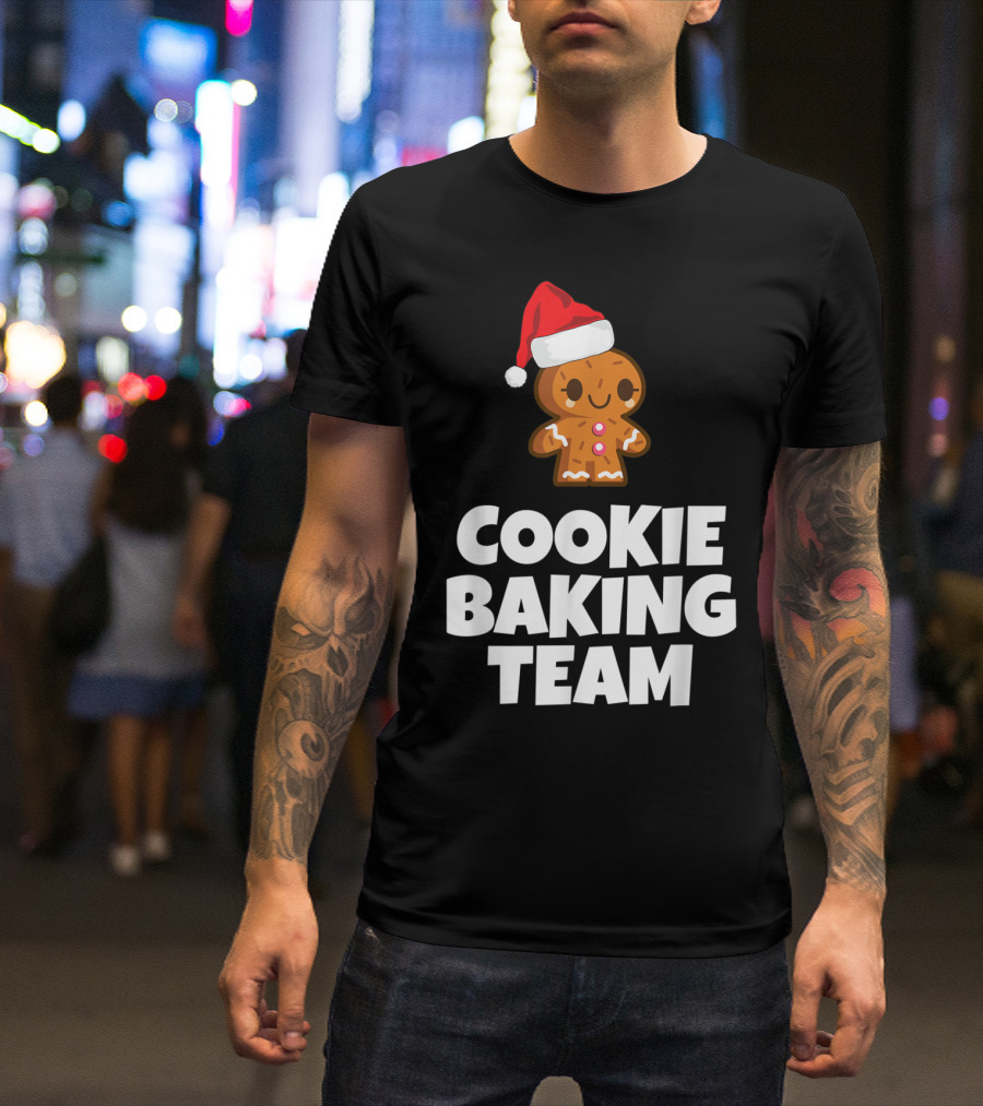 Cookie Baking Team Gingerbread And Santa Hat Holiday Charm T-Shirt