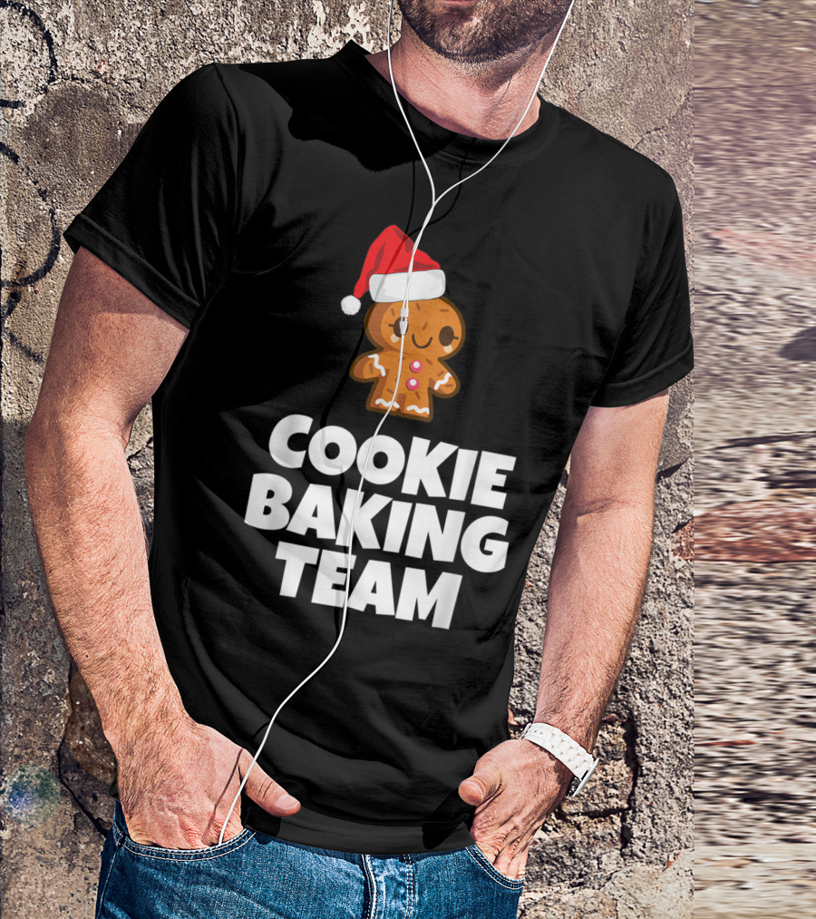 Cookie Baking Team Gingerbread And Santa Hat Holiday Charm T-Shirt