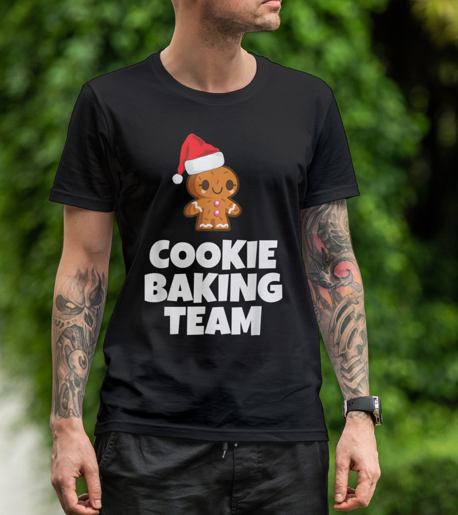 Cookie Baking Team Gingerbread And Santa Hat Holiday Charm T-Shirt