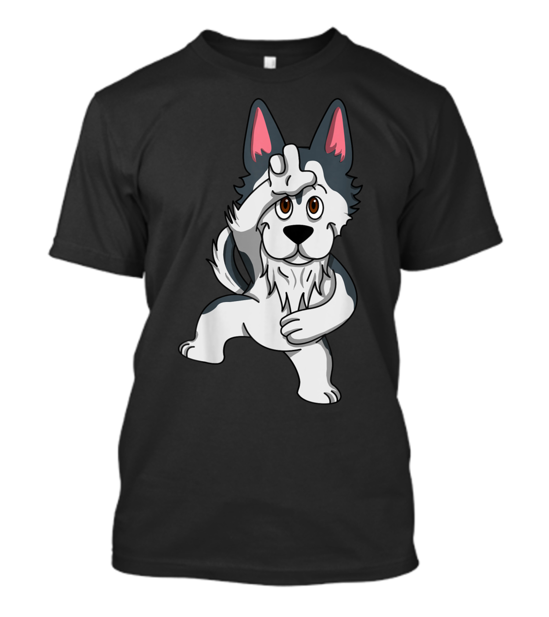 Husky Funny Dog Dance With Loser Gesture Playful Cartoon T-Shirt