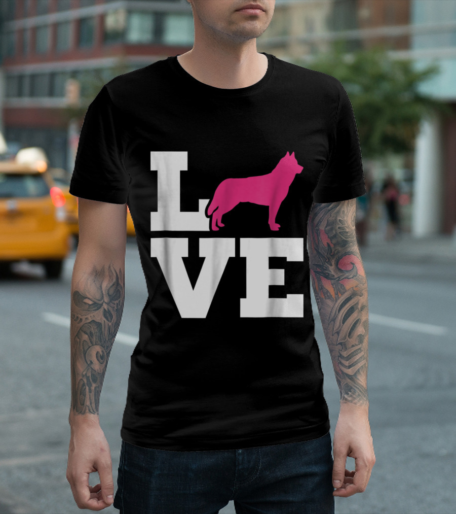 LOVE Husky Silhouette Pink T-Shirt