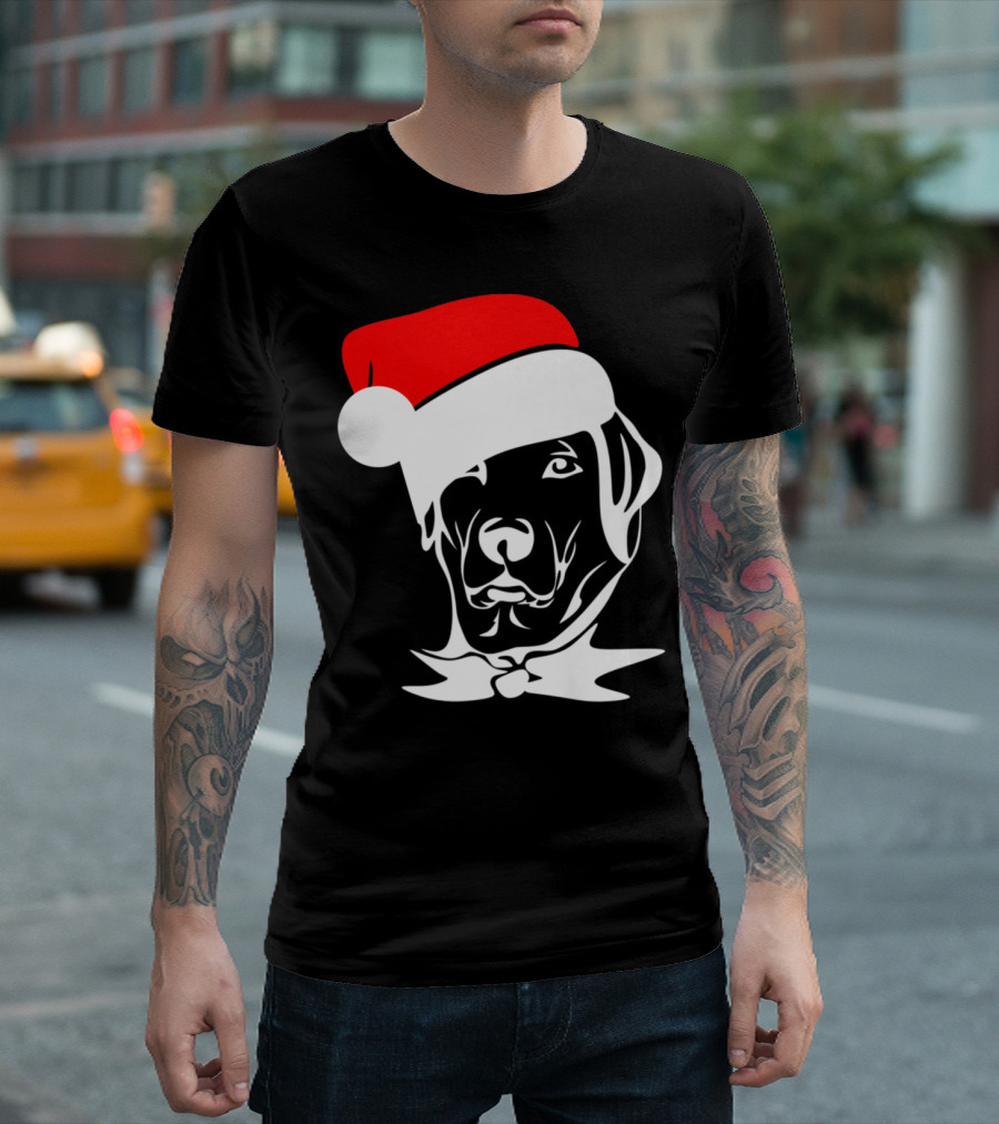 Christmas Grumpy Dog with Santa Hat T-Shirt