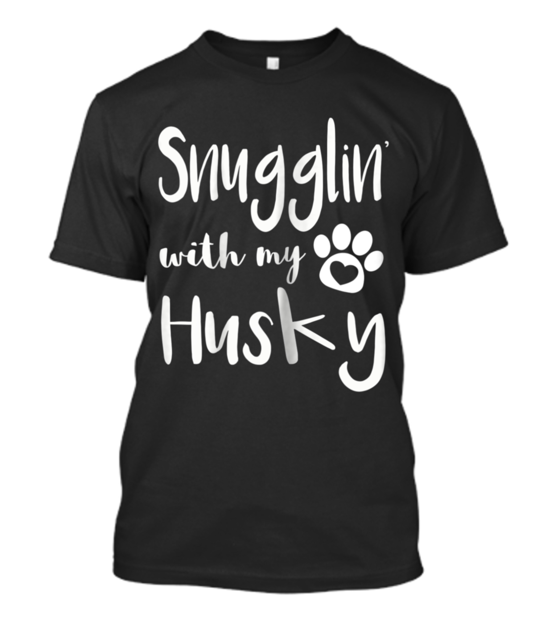 Snugglin' With My Husky Paw Print Love T-Shirt