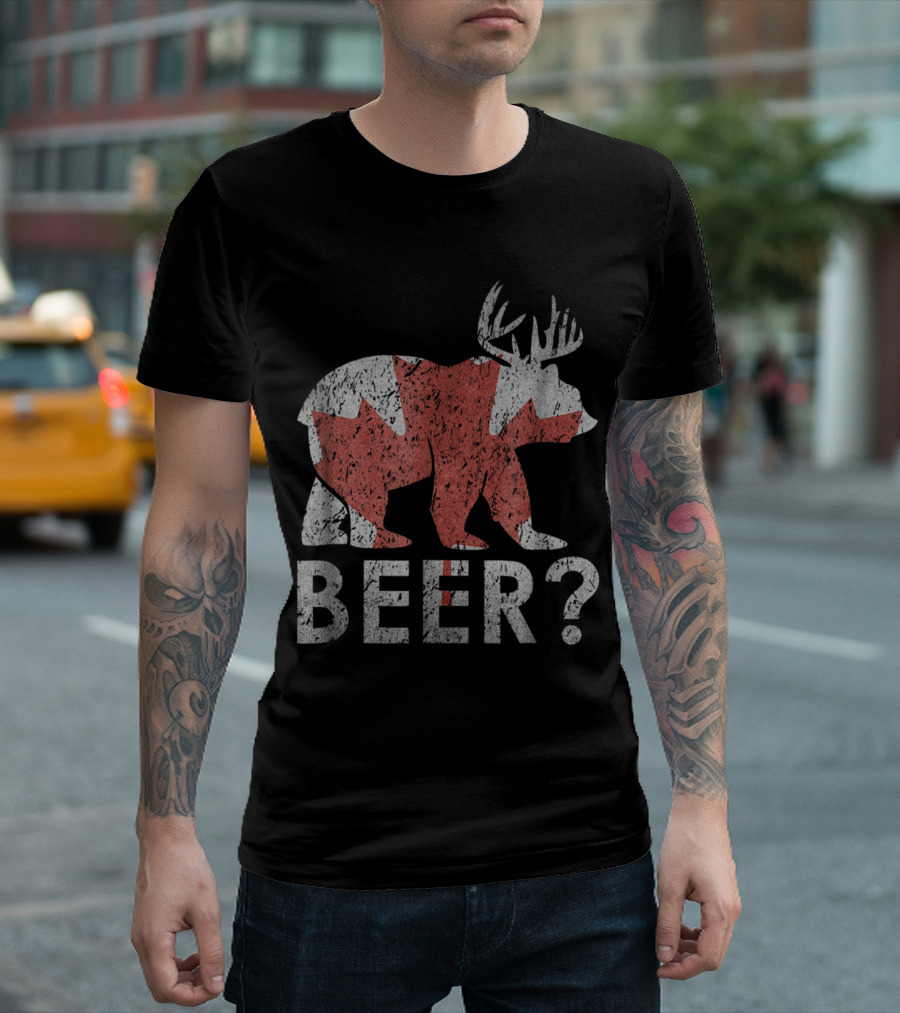 Canadian Maple Leaf Bear Deer Beer Question T-Shirt