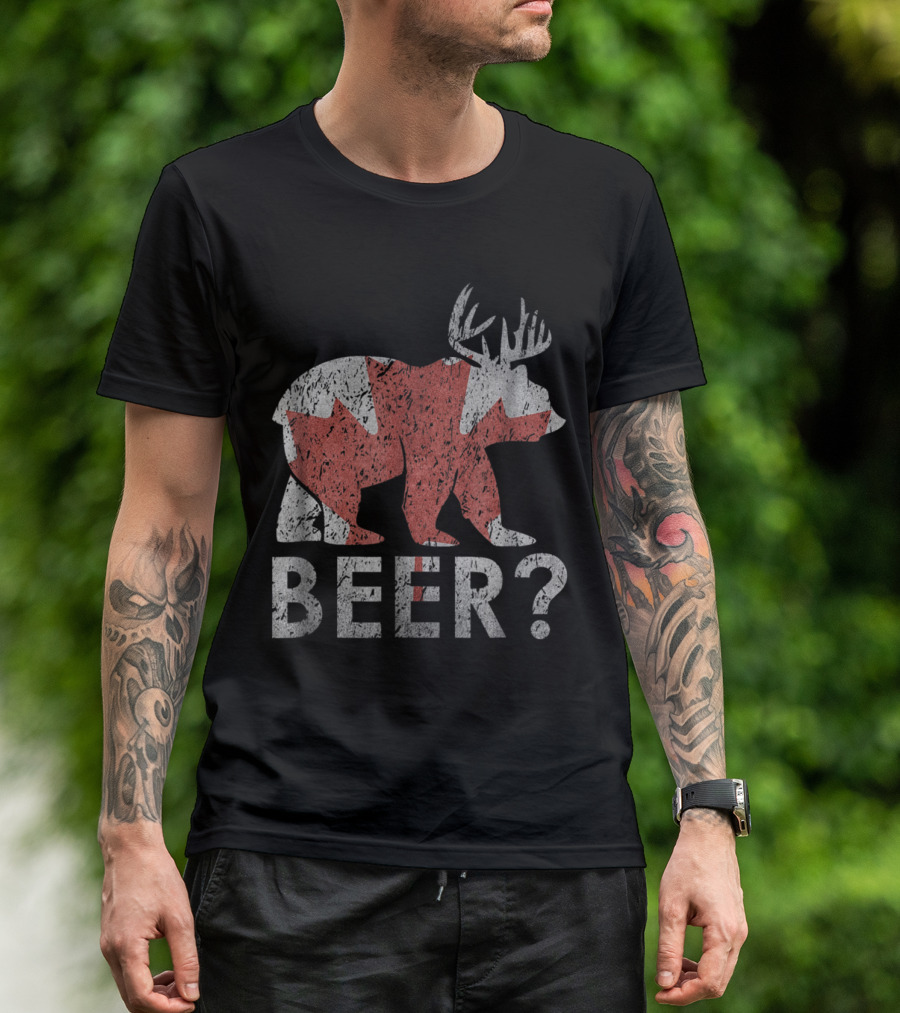Canadian Maple Leaf Bear Deer Beer Question T-Shirt