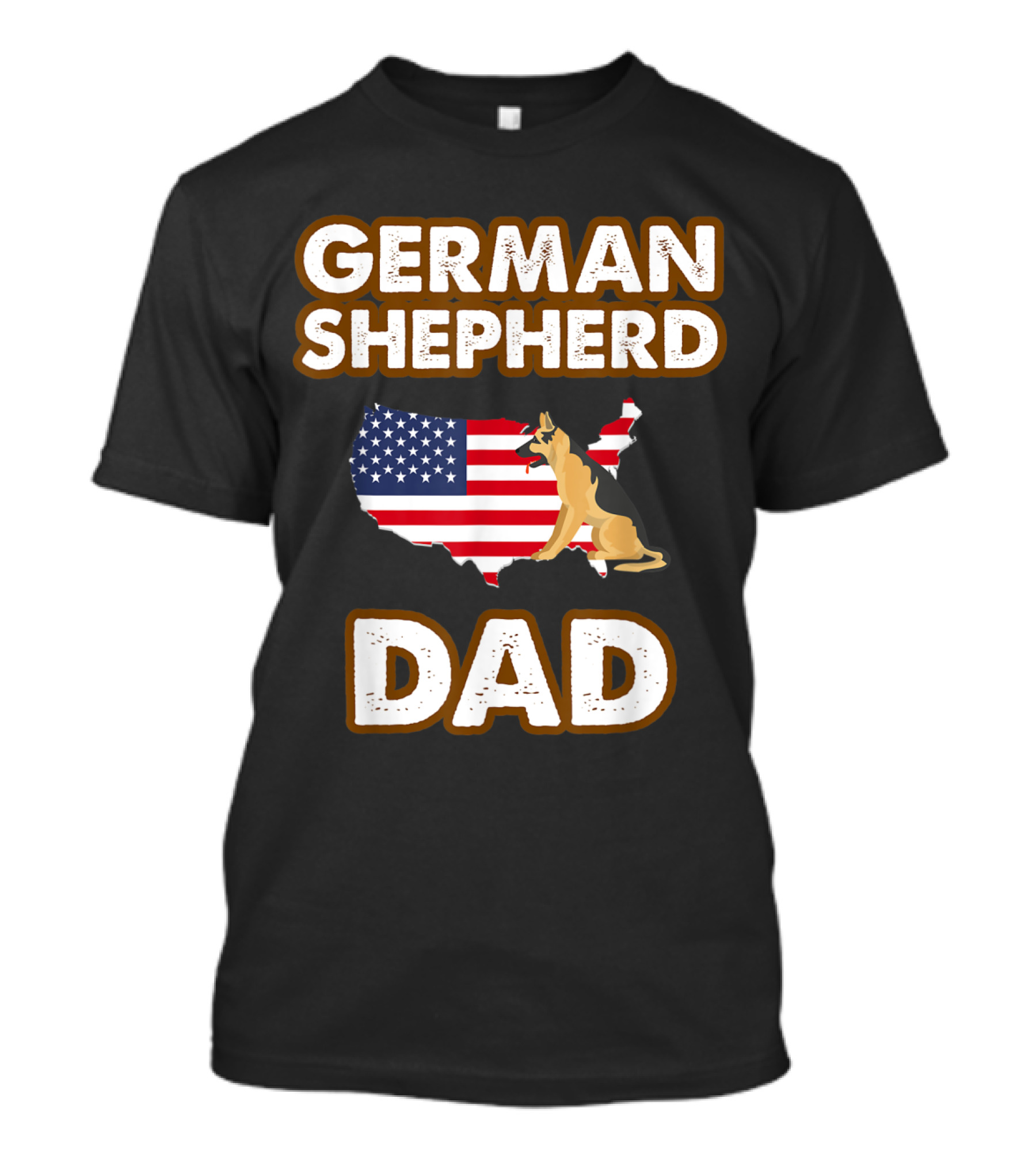 German Shepherd Dad With American Flag Map T-Shirt