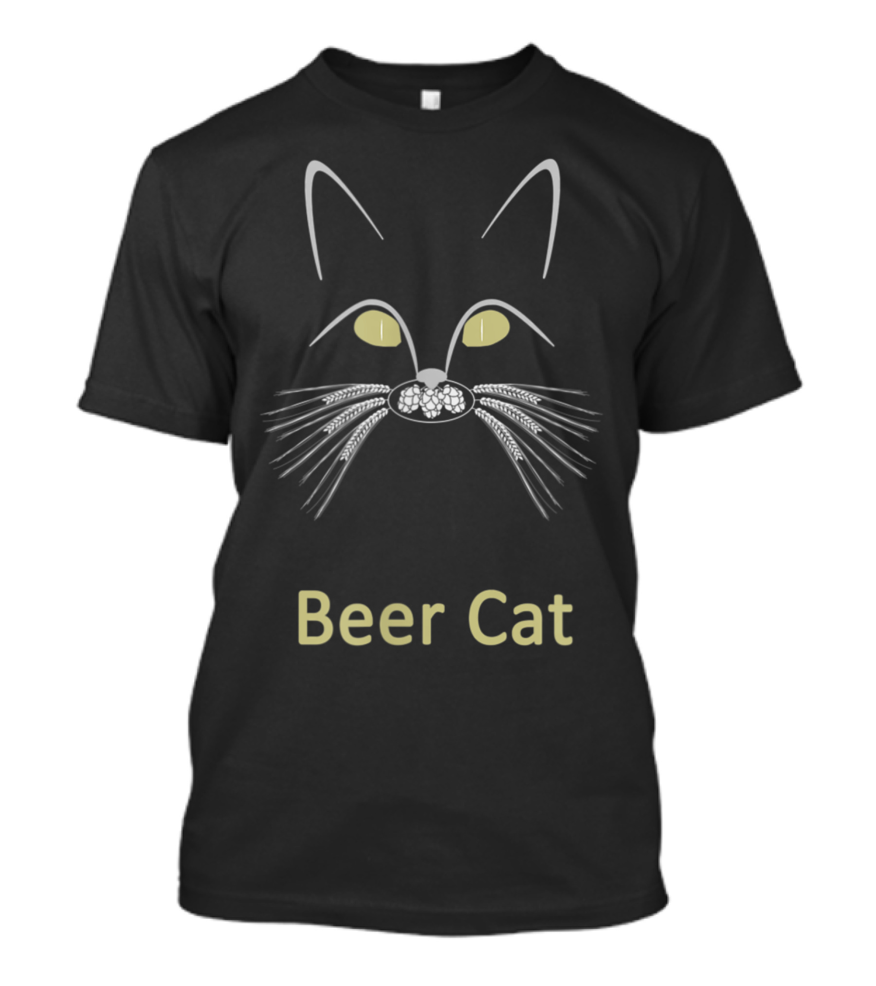 Whimsical Beer Cat Hops And Barley Whiskers Design With Unique Visuals T-Shirt