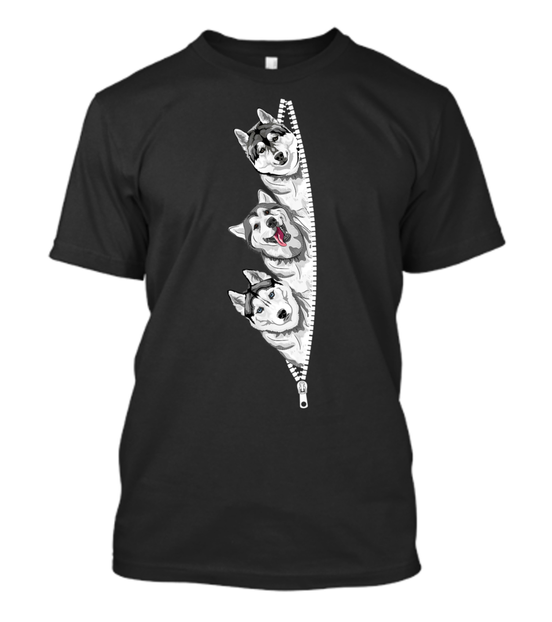 Husky Trio Zipper Poses With Playful Expressions T-Shirt