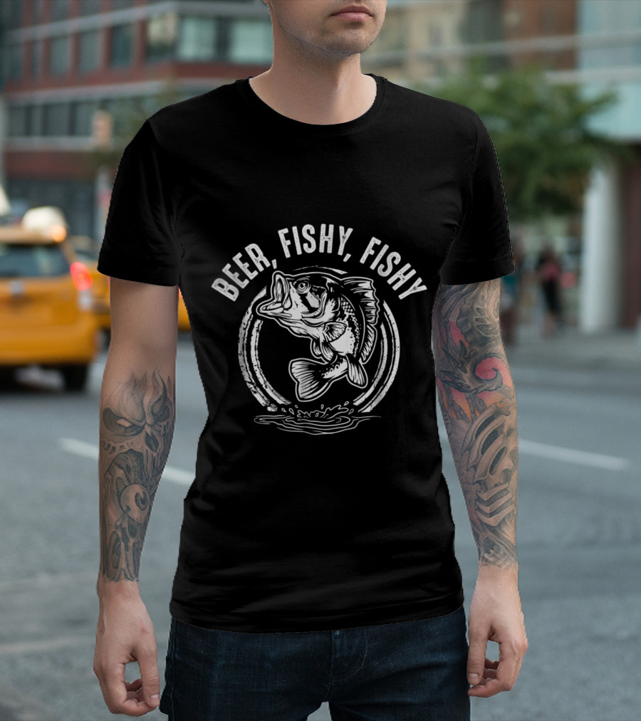 Beer Fishy Fishy Jumping Bass Retro Design 21731 T-Shirt