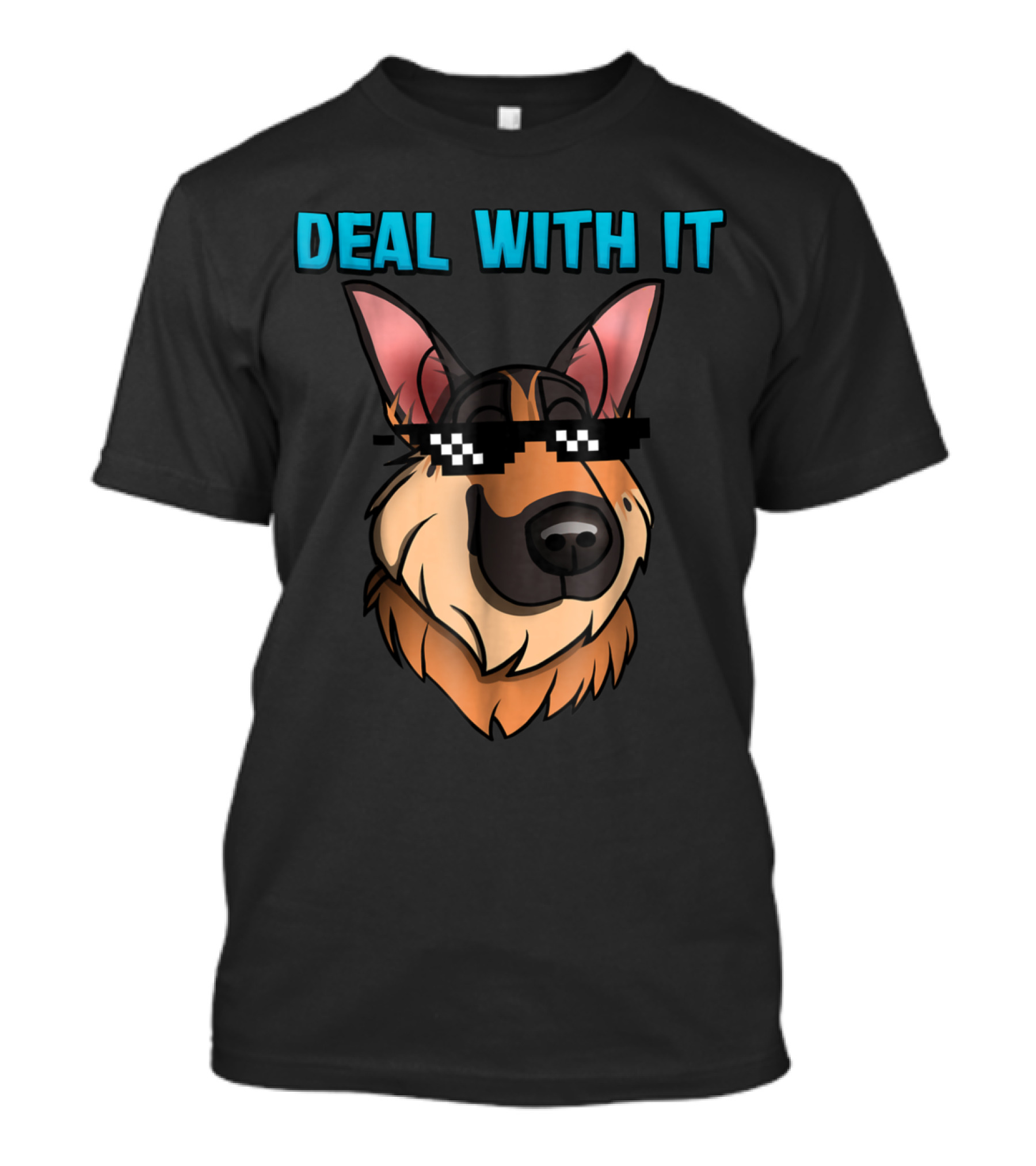 Deal With It German Shepherd Sunglasses Pixelated T-Shirt