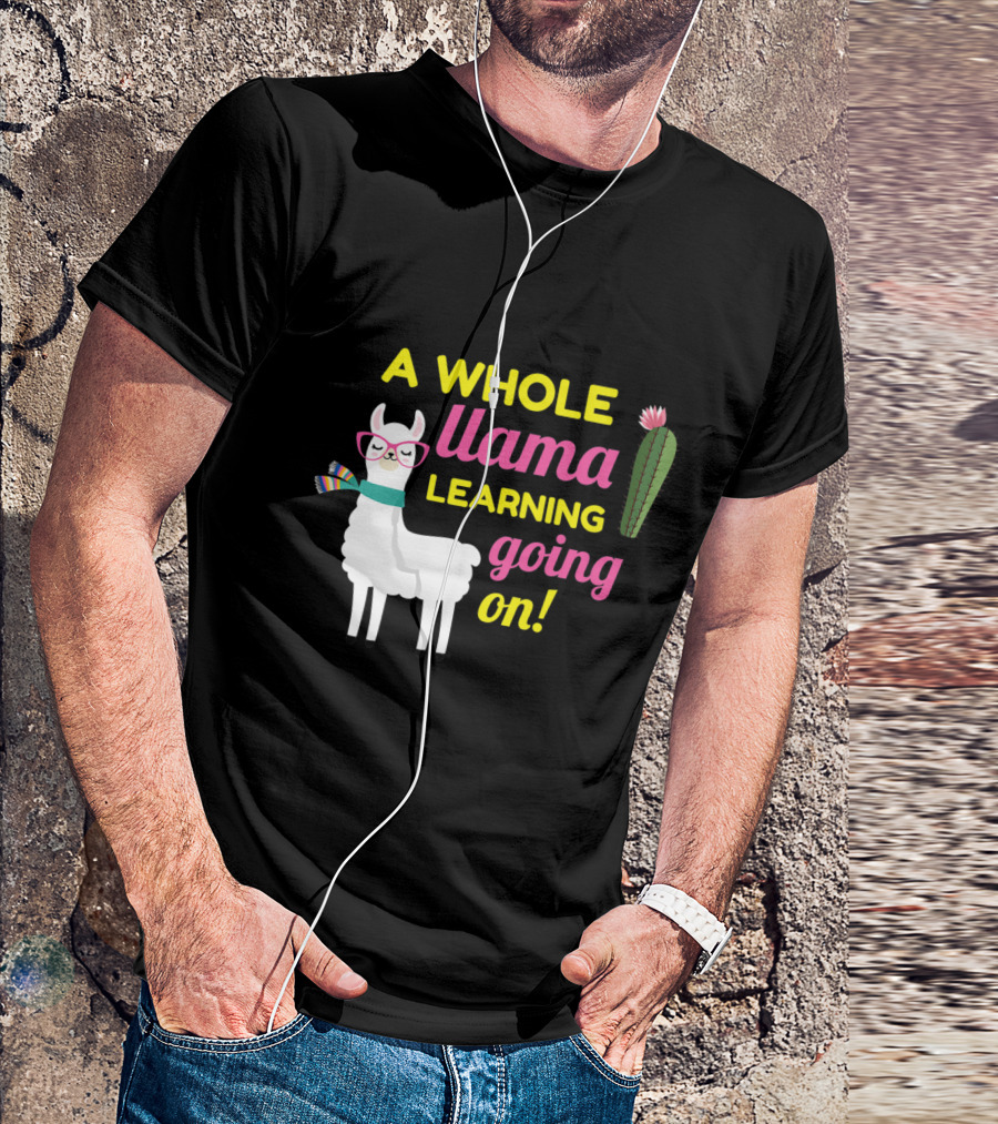 A Whole Llama Learning Going On Cactus Glasses Scarf T-Shirt