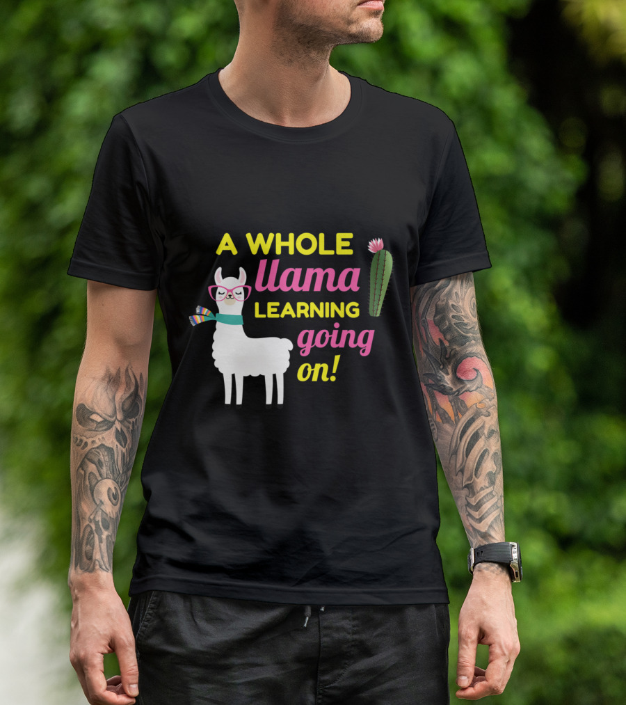 A Whole Llama Learning Going On Cactus Glasses Scarf T-Shirt