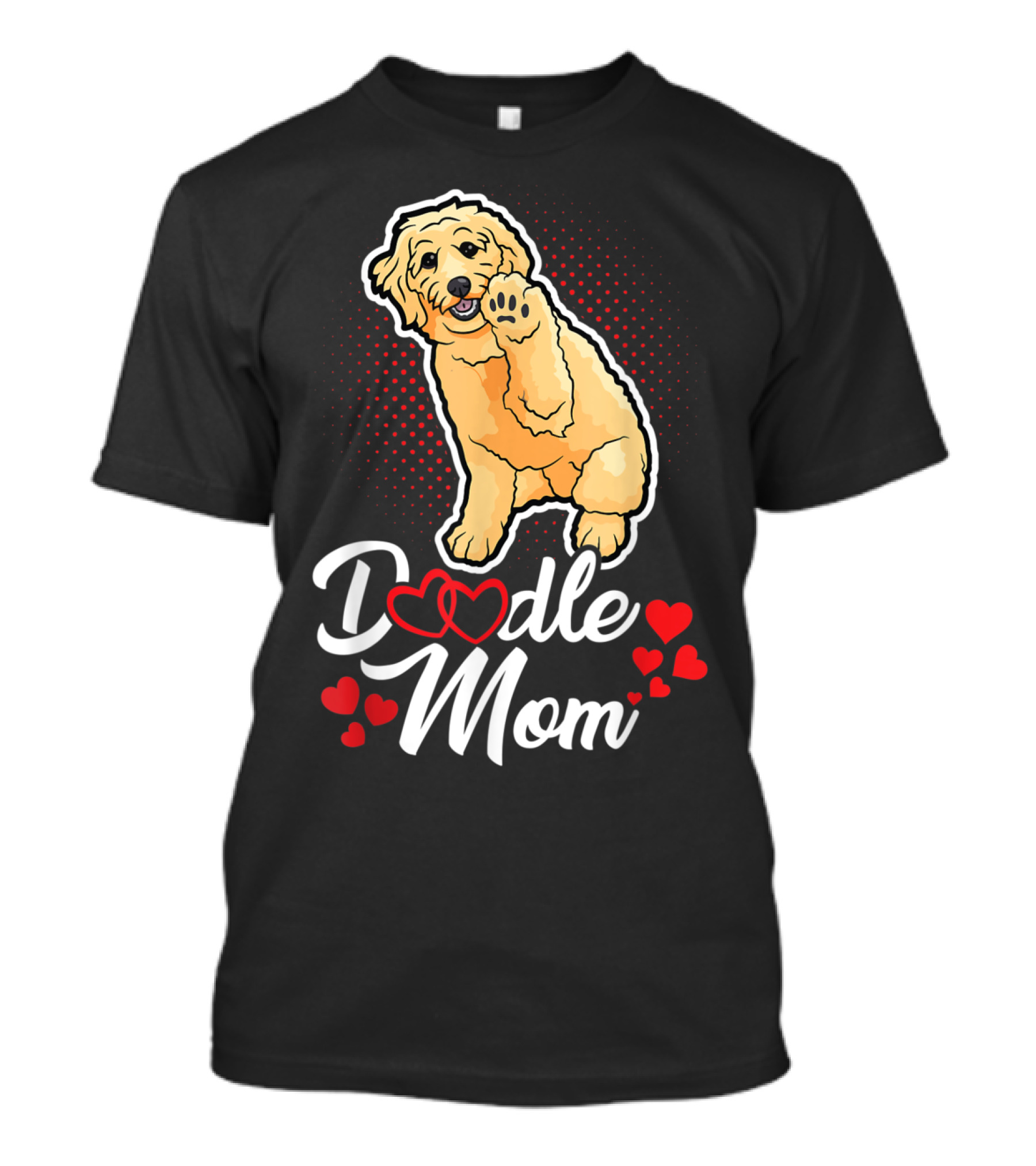 Doodle Mom Labrador Poodle Dog Owner With Heart Graphics And Cute Cartoon Dog Image T-Shirt