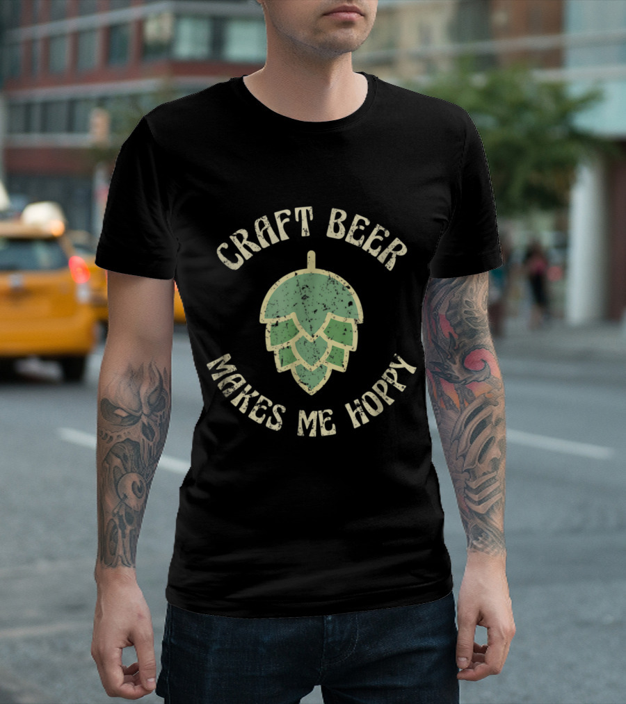 Craft Beer Makes Me Hoppy Vintage Hops T-Shirt