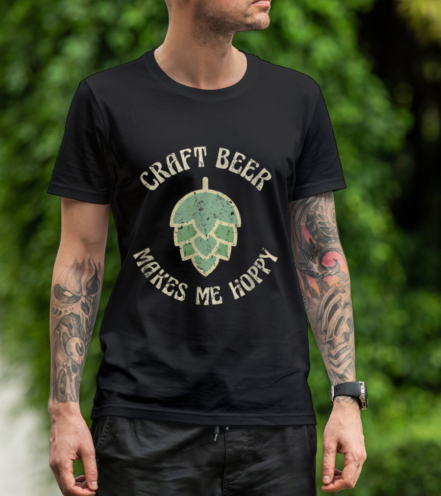 Craft Beer Makes Me Hoppy Vintage Hops T-Shirt