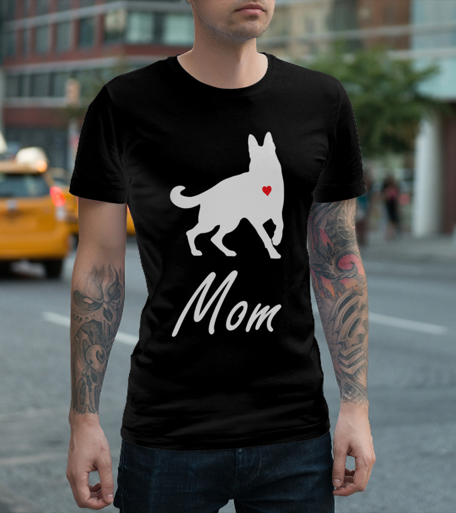 German Shepherd Dog Mom Silhouette with Heart T-Shirt