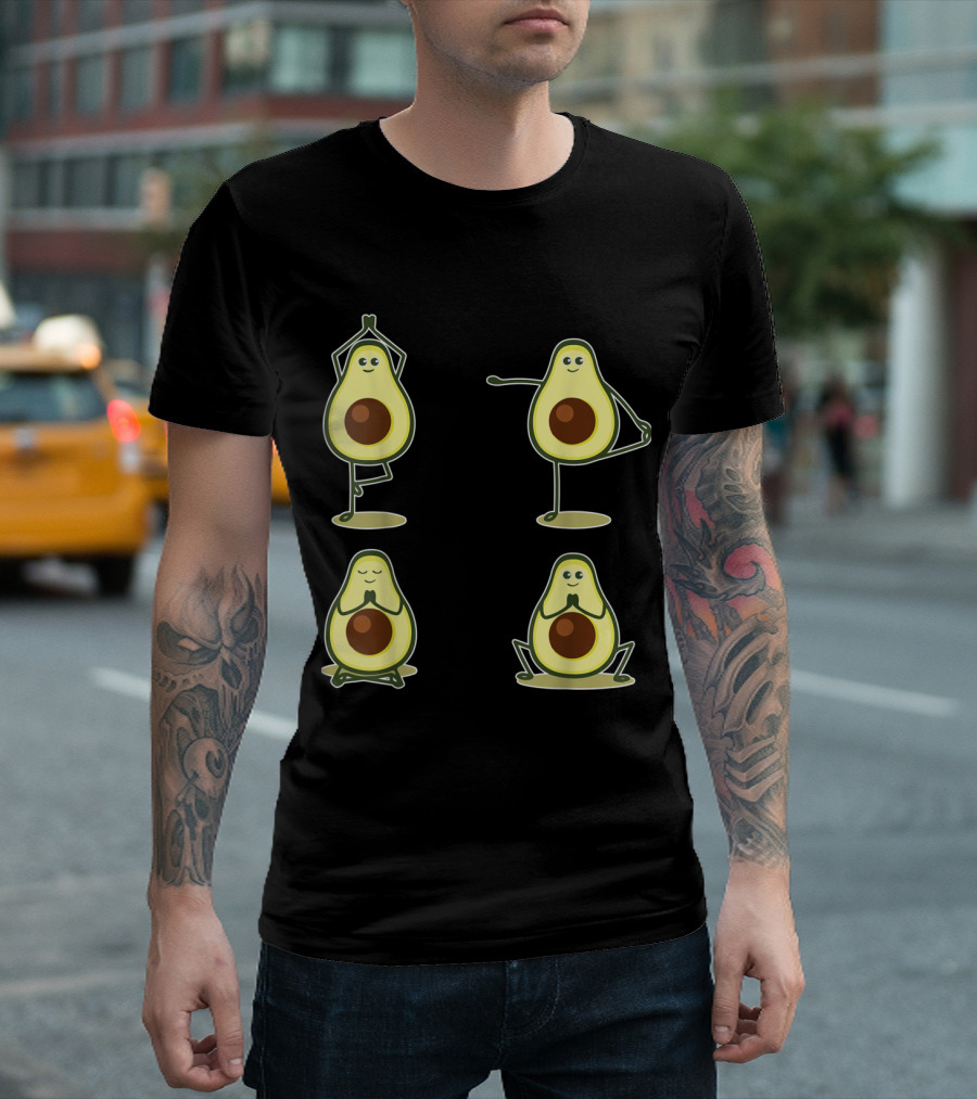 Avocado Yoga Pose Meditation: Playful Avocado Characters In Yoga Poses T-Shirt