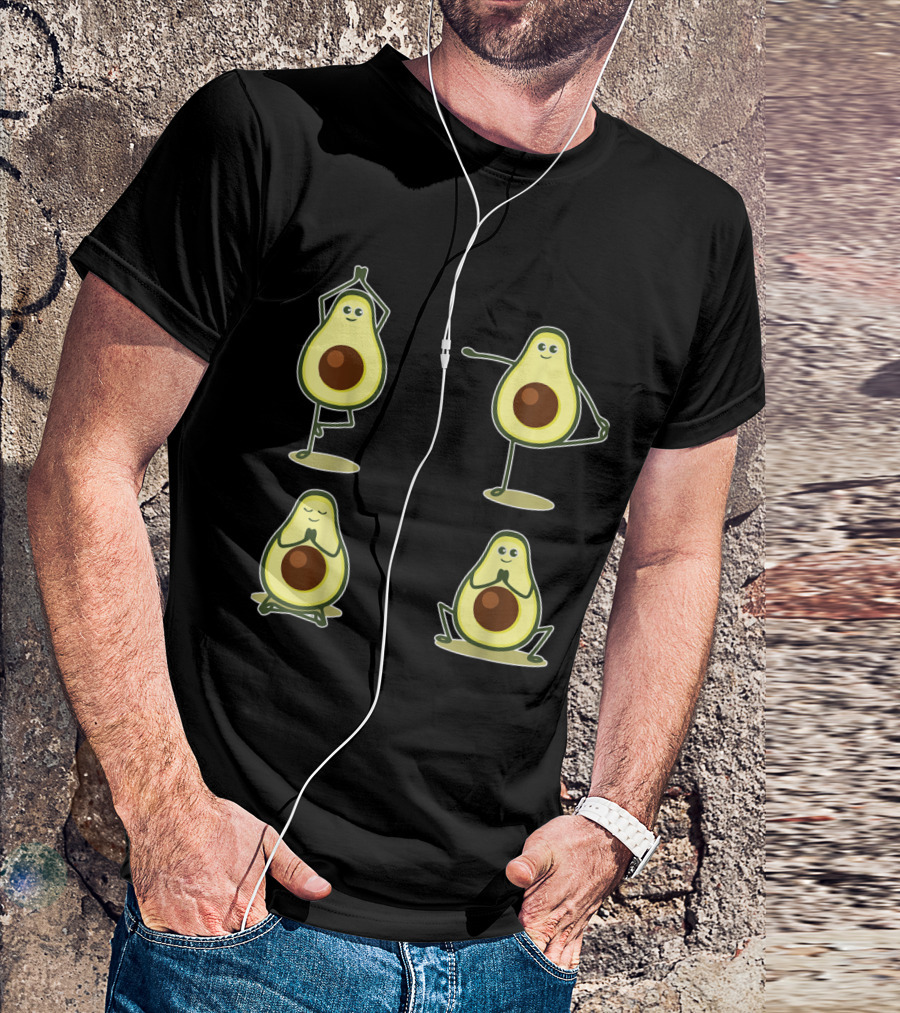 Avocado Yoga Pose Meditation: Playful Avocado Characters In Yoga Poses T-Shirt