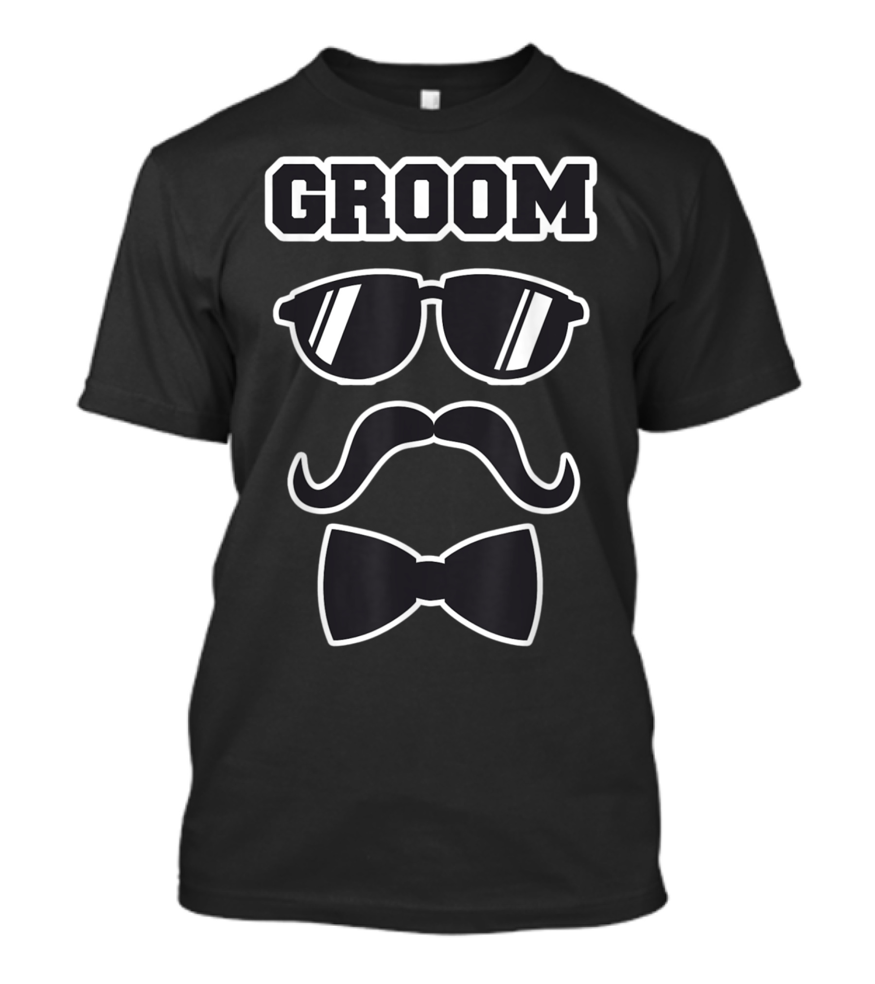 Groom Sunglasses Mustache Bow Tie Funny Bachelor Party T-Shirt