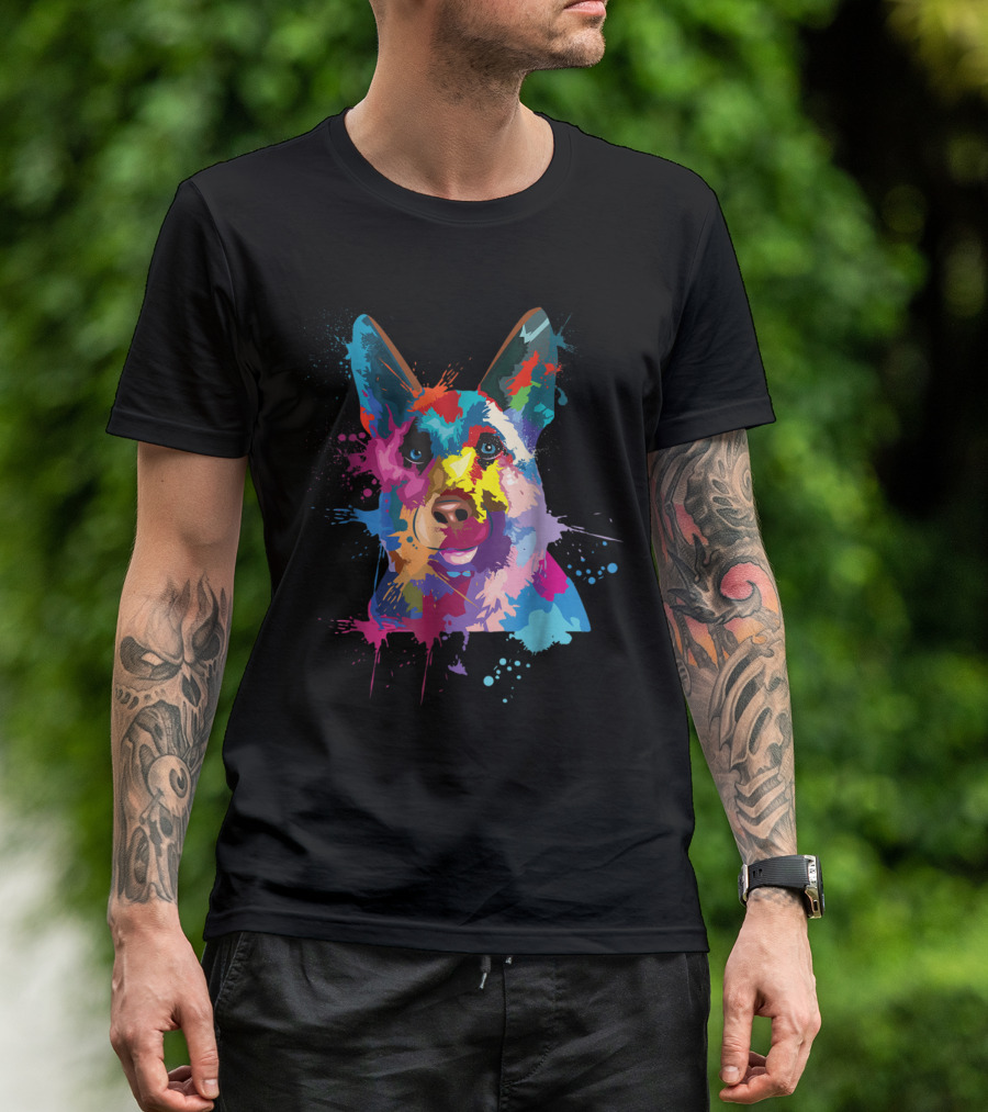 German Shepherd Dog Colorful Splash T-Shirt