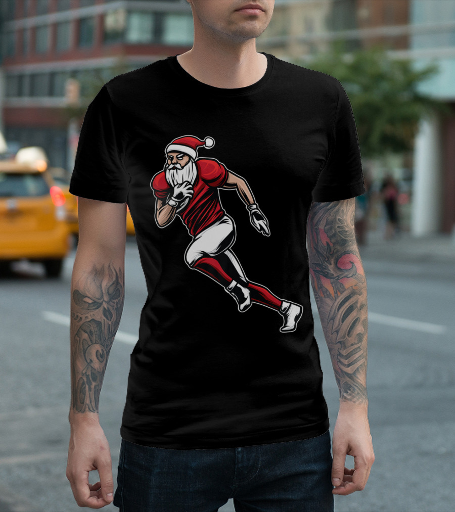Santa Claus Rugby Player Christmas Sports T-Shirt