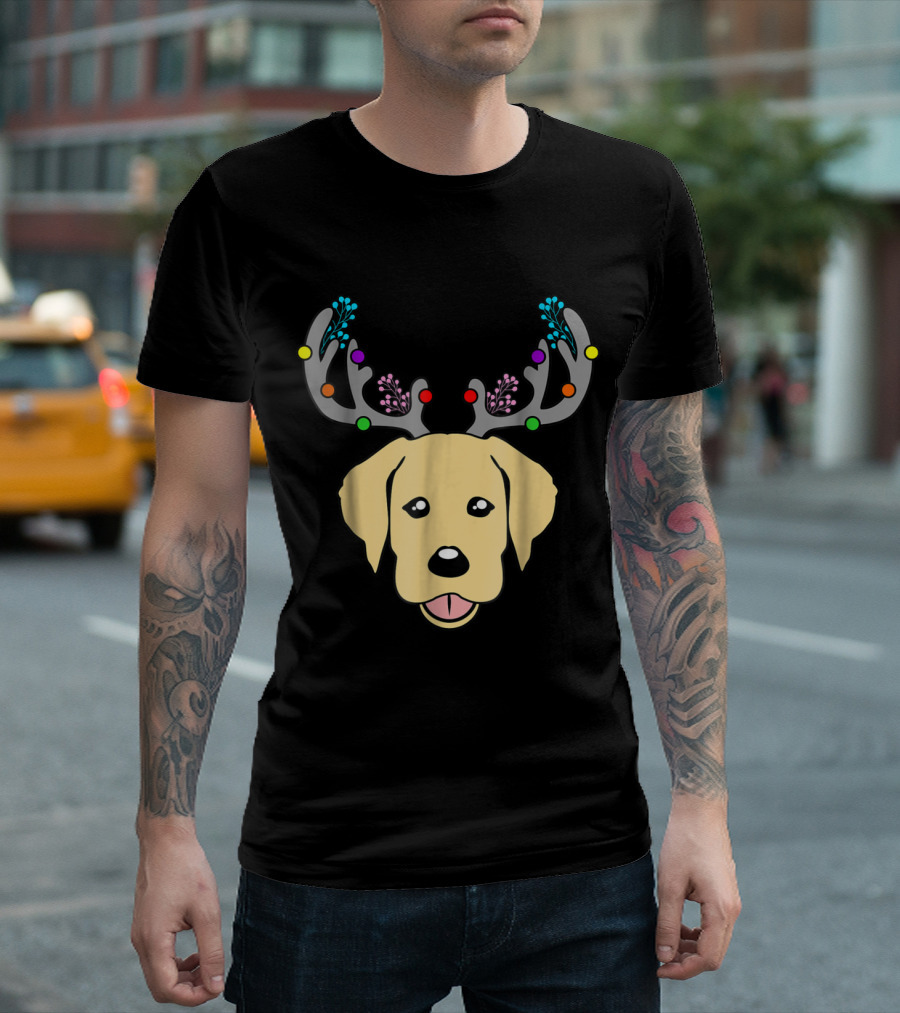 Christmas Labrad Labrador Dog with Festive Colorful Antlers T-Shirt