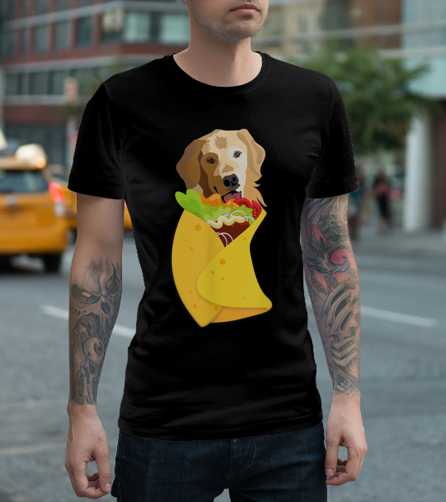 Cinco de Mayo Golden Retriever Wrapped Burrito Delight T-Shirt
