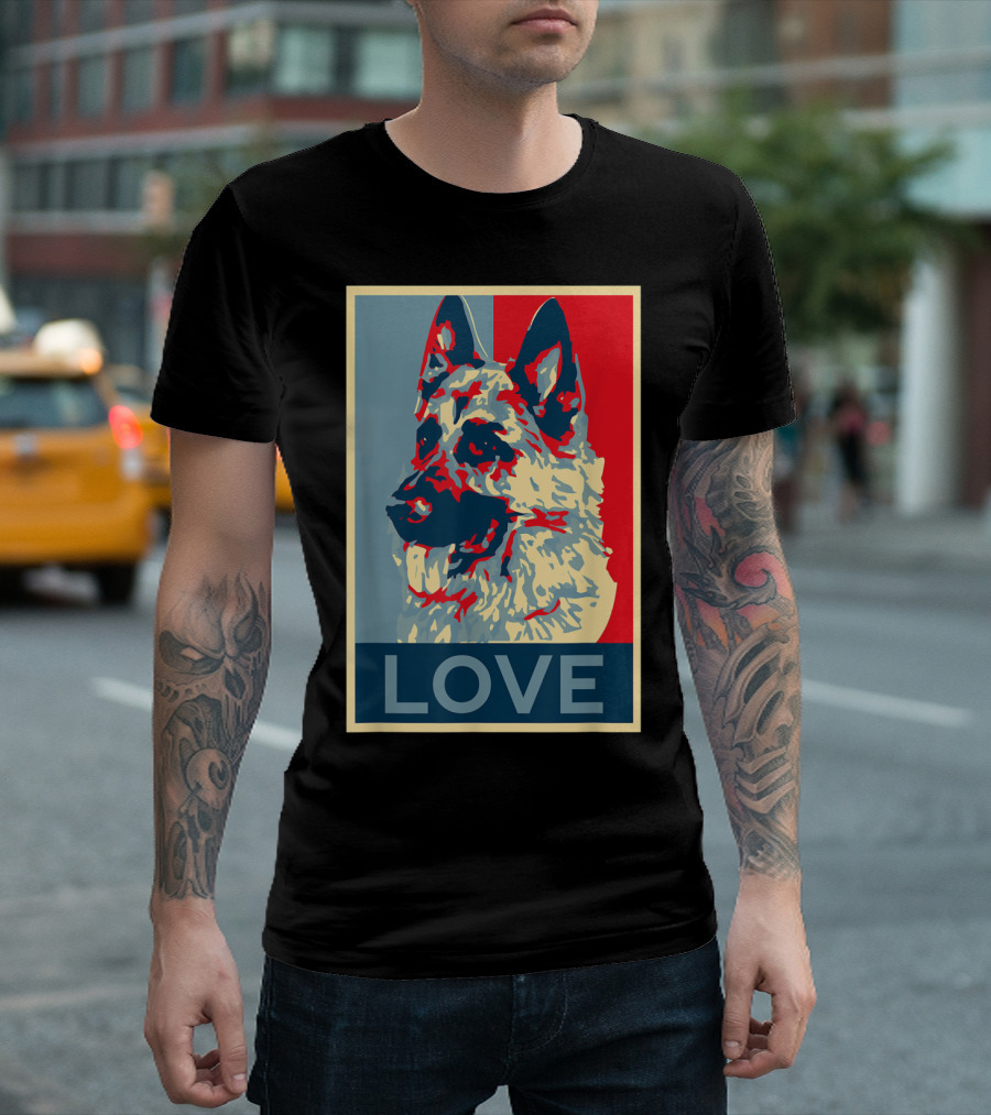 German Shepherd K9 Dog Lover Pop Art Style Love T-Shirt