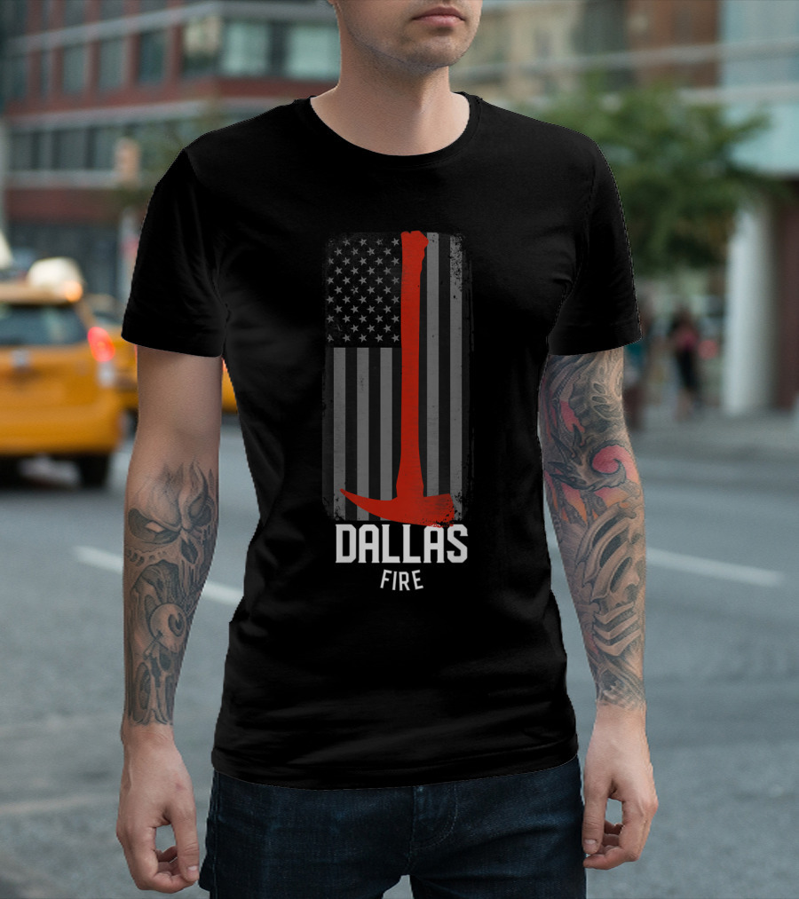 Dallas Fire Department Texas Fire Axe American Flag T-Shirt