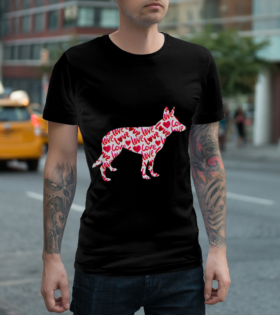 Love Heart German Shepherd Dog Valentine T-Shirt