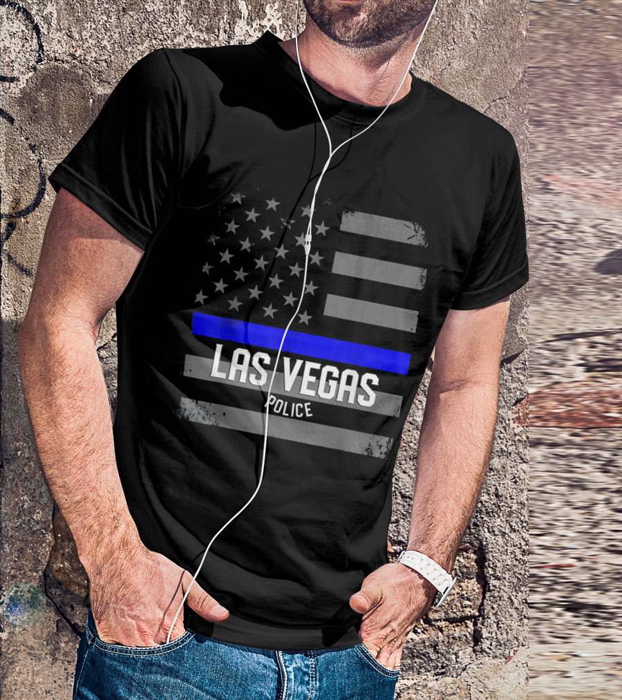 Las Vegas Police Thin Blue Line American Flag T-Shirt