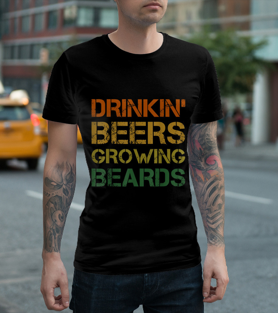 Drinkin' Beers Growing Beards Vintage T-Shirt