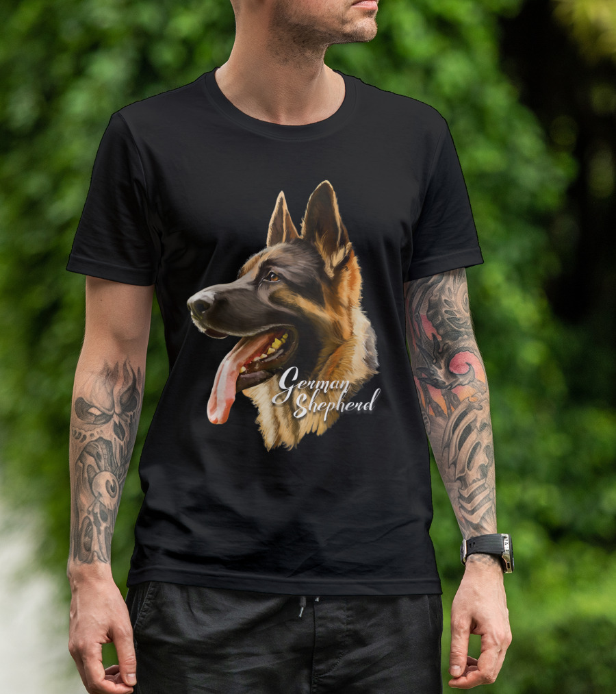 German Shepherd Portrait Sharp Dog Breed T-Shirt